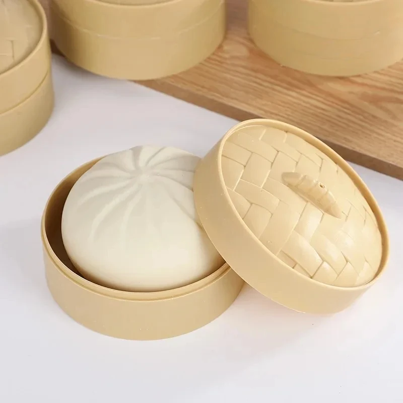 Creative Realistic Steamed Bun Toys Slow-Rebound Stress Relief Toys Steamed Bun-Shaped Decorative Ornaments