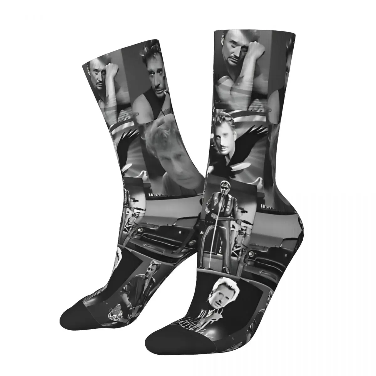 Johnny Hallyday French Singer Socks Men Women Casual Socks Harajuku Spring Summer Autumn Winter Middle Tube Socks Gifts