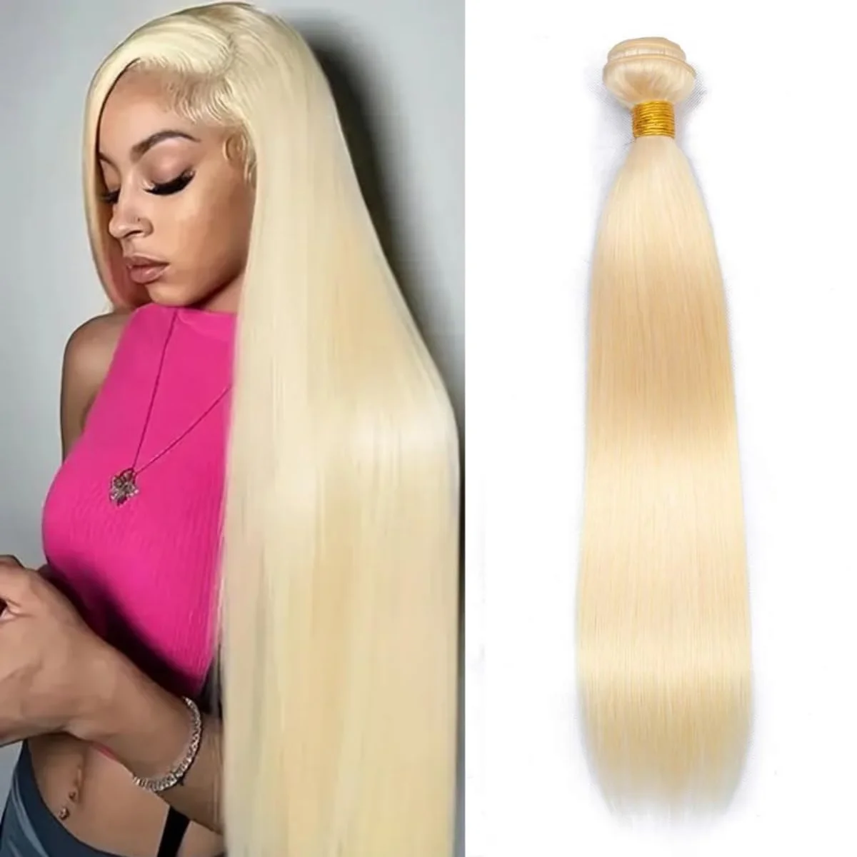 613 Bundles Blonde Bundles Human Hair 34 36 38 40 Inch 613 Straight Hair Bundle 613 Colored 40Inch Remy Hair 1/3/4 Pcs Brazilian Human Hair Bundles For Women