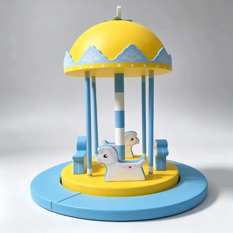 Custom Soft Play Merry-Go-Round Kids Carousel with Soft Seats Indoor Outdoor Playground Equipment for Party Hire Event Rental