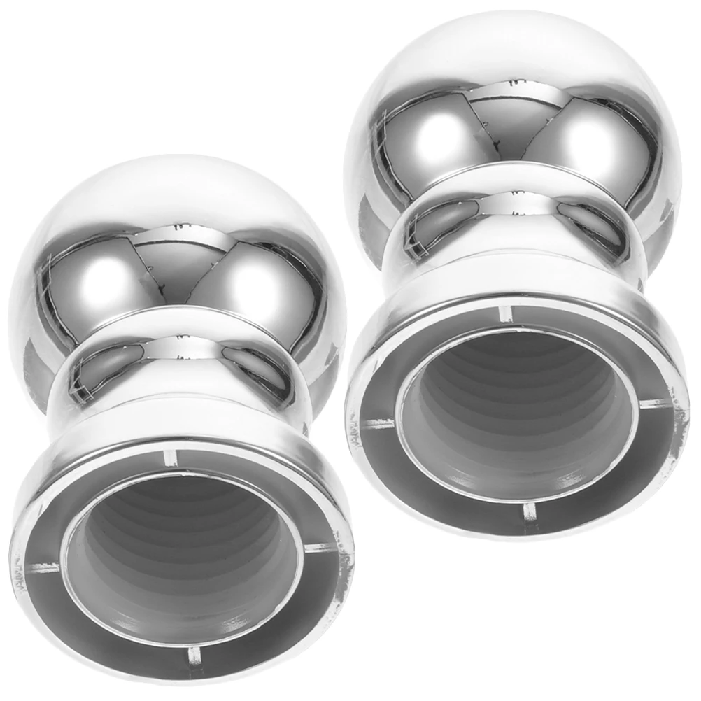 

2 Pcs Flagpole Finials Silver ABS Topper Decorative Garden Supplies Elegant Ball Head Durable Design Easy Install