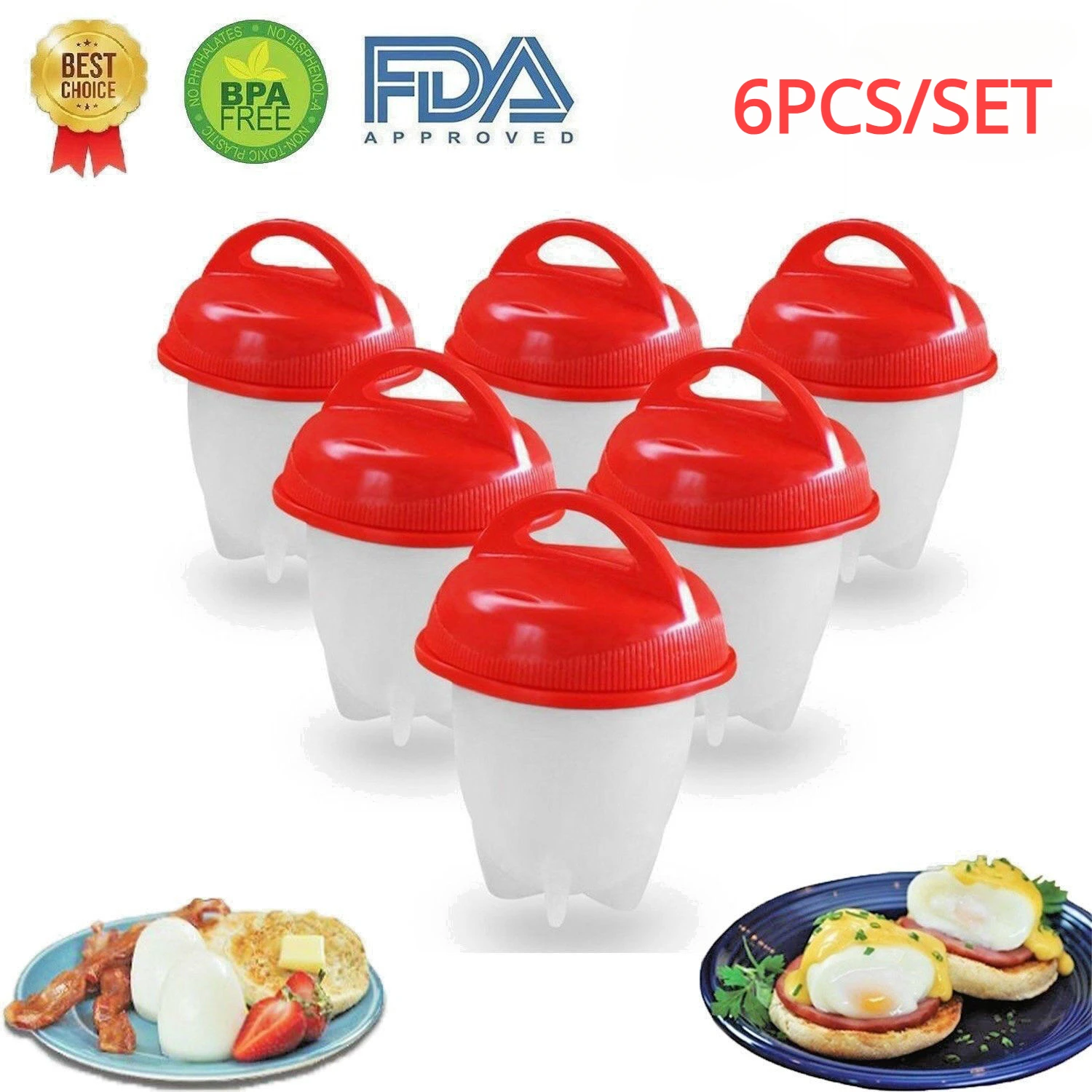 Cuiseur à vapeur en silicone antiadhésif sans BPA, 6 pièces, standard de cuisson rapide pour le petit déjeuner, outil de cuisine