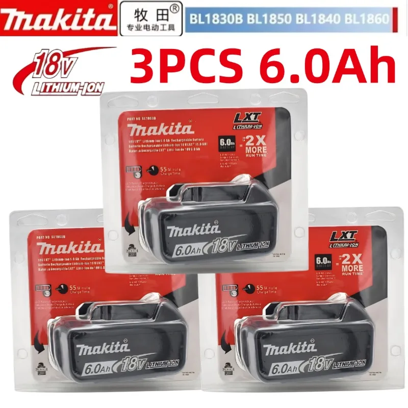 

100% Original Makita 18V 6.0Ah Battery, for Makita BL1830， BL1830B， BL1840 ，BL1840B ，BL1850 BL1860B Power Tools Battery