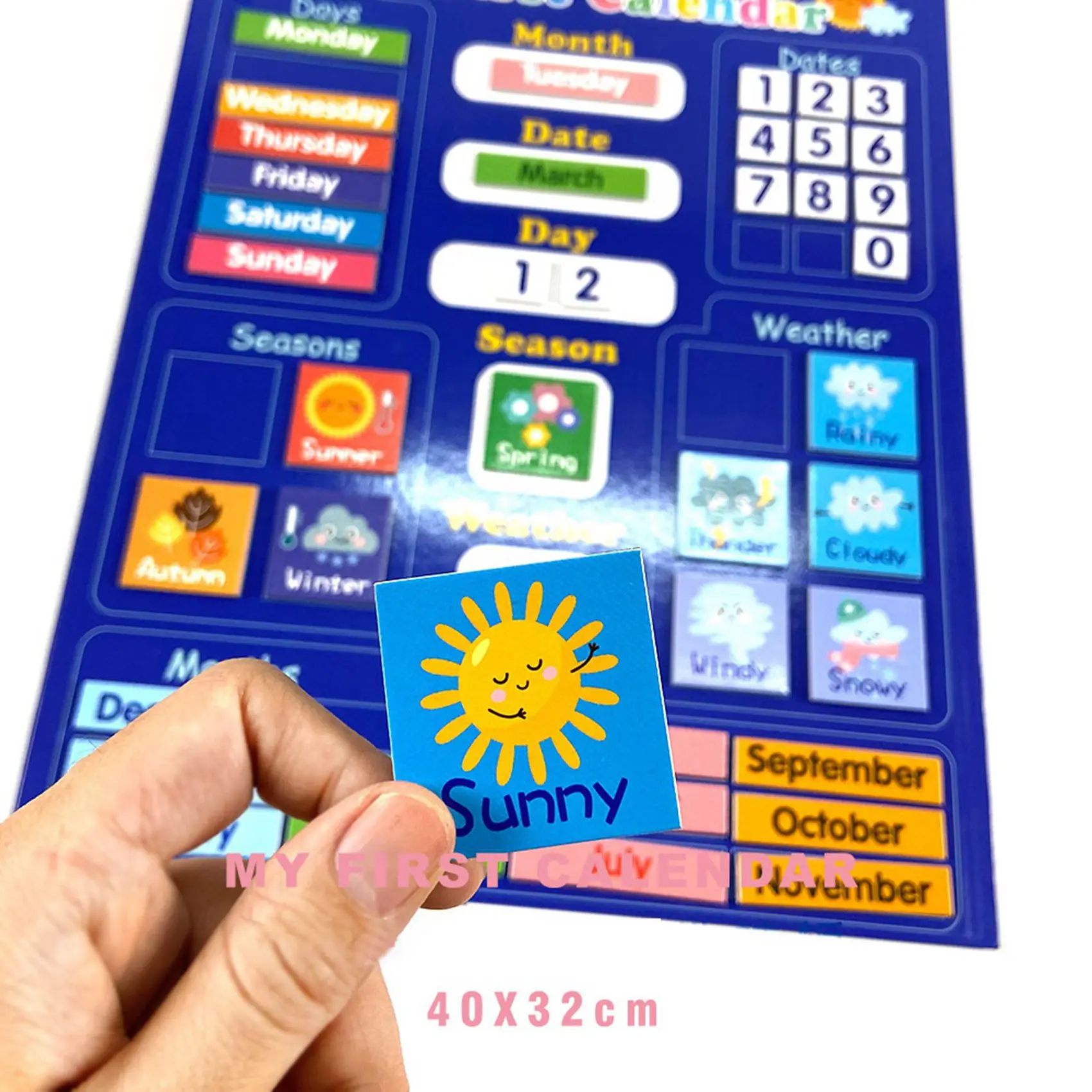 ODIES-Kids Magnetic First Calendar เวลา เดือน วันที่ วัน ฤดูกาล สภาพอากาศ การเรียนรู้แผนภูมิ Board & Self-Disciplined Reward Chart