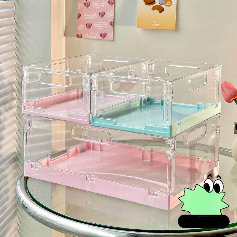 Acrylic Desktop Organizer Basket Stackable Large Capacity Cosmetic Stationery Miscellaneous Items Box Transparent Portable St...