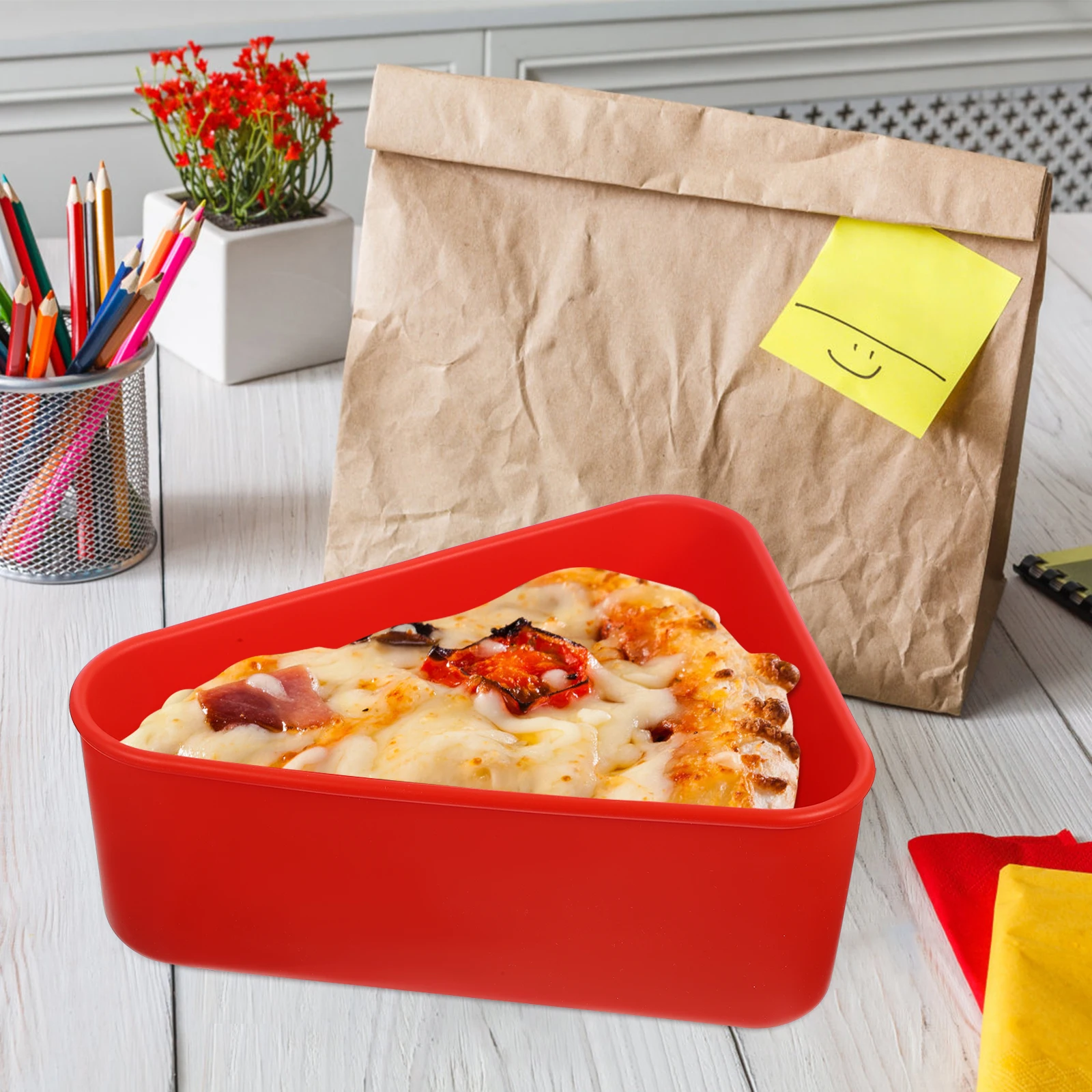 

Pizza Storage Silicone Box Reusable Pizza Slice Carrier Airtight Dessert Pie Carrier Container Kitchen Reusable Pie Box