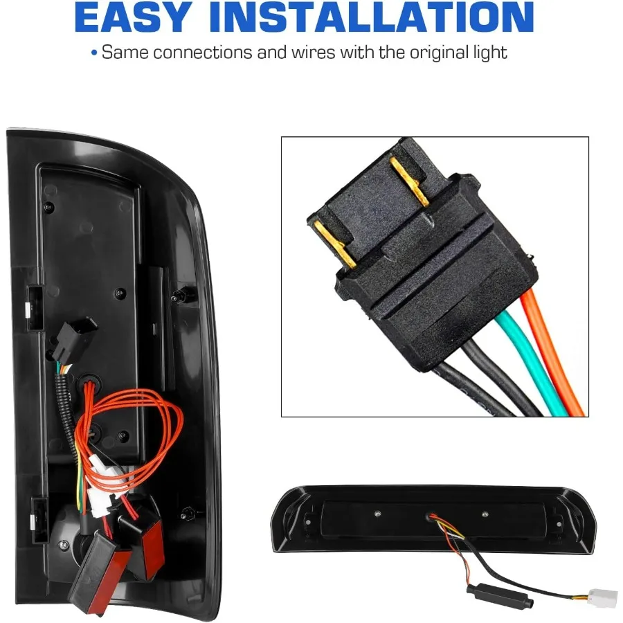 أضواء خلفية LED + ضوء فرامل ثلاثي مناسب لدودج رام 1500 2002-2006، مناسب لدودج رام 2500 3500 2003-2006، غلاف كروم C #5
