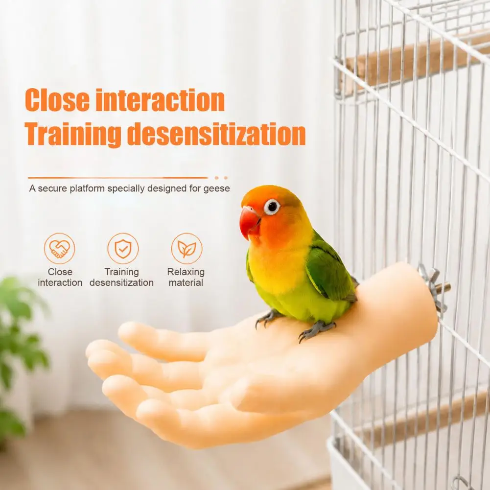 Durable Pet Bird Perch Hand-shaped Parrot Perch Stand with Screw Fastener Non-slip Bird Cage Perch for Budgie for Cage