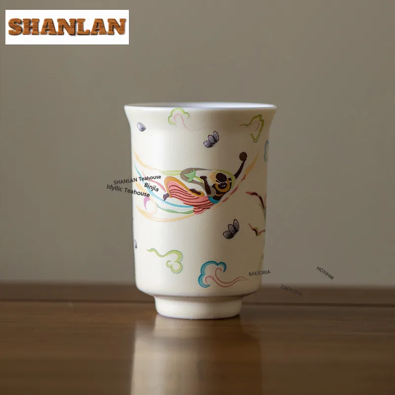HOYIHM 75ml Dunhuang Flying Apsara Teacup Antique Tea Bowl Sample Tea Cup Tea-tasting Smelling Cup Jianzhan Master Cups For Tea