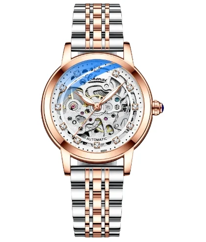 Hot selling 2025 new women's fashion casual trend small fresh pattern hollow out fully automatic mechanical watch