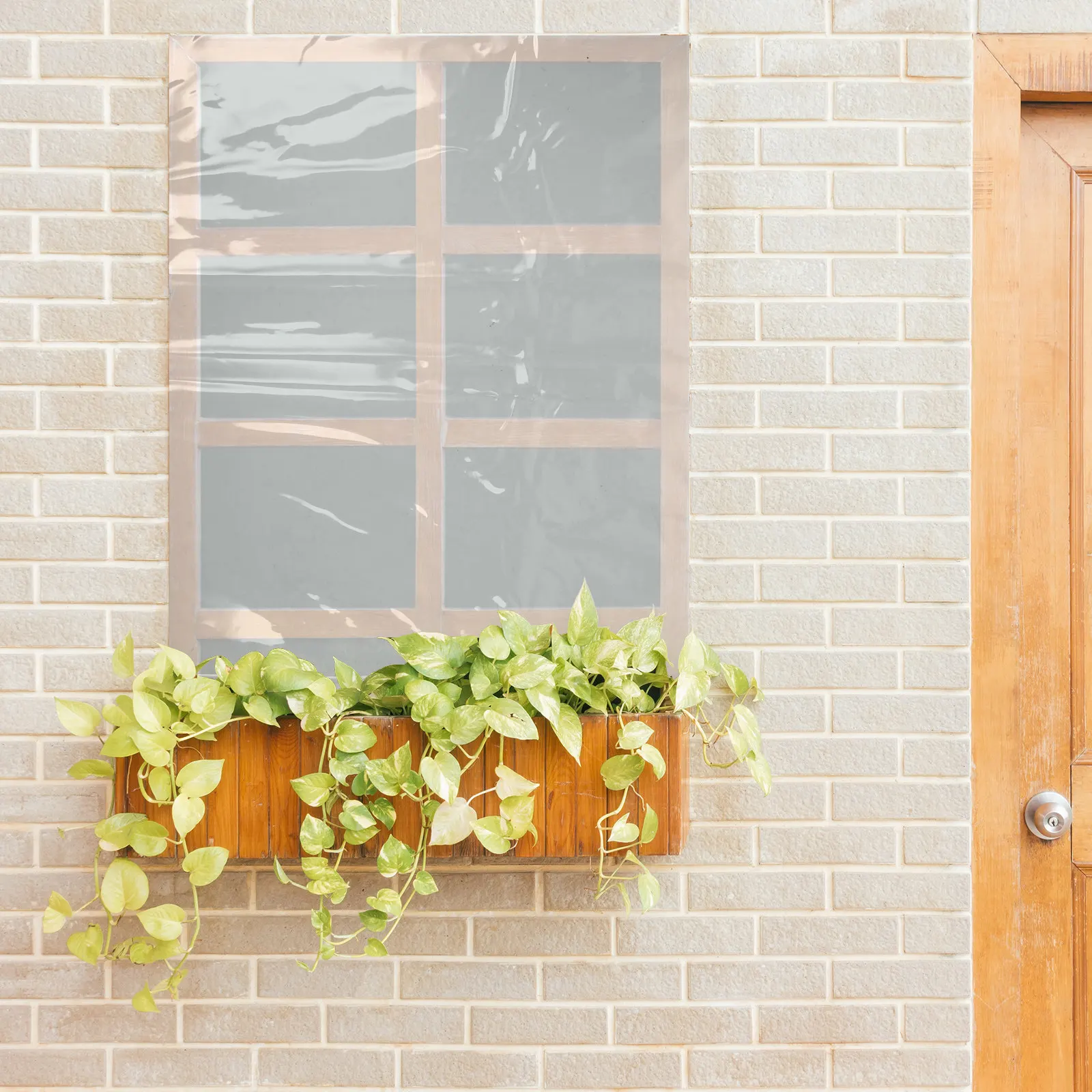 120x110cm Transparent DIY Window Insulation Film Environmental Windproof Sticker Winter Cold Weather Window Film