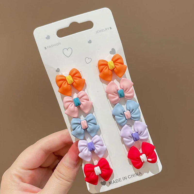 10Pcs Children\'s Small Acrylic Hair Clip Girl Cute Summer Baby Mini Hairpin Color Clip For Kids Headdress Broken Hair Bangs Clip