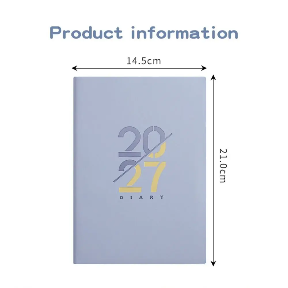 A5 2027 Schedule Planner 12 Month English Language Planner Notepad Thick Paper Leather Cover To Do List Notebook Work Planning