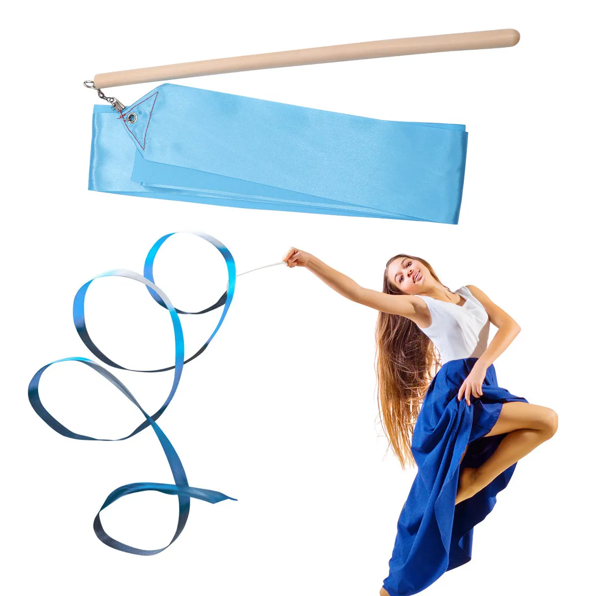 2 Cintas de Gimnasia Rítmica Coloridas de Material Premium para Danza, Baton Twirling y Entrenamiento de Bandas de Marcha