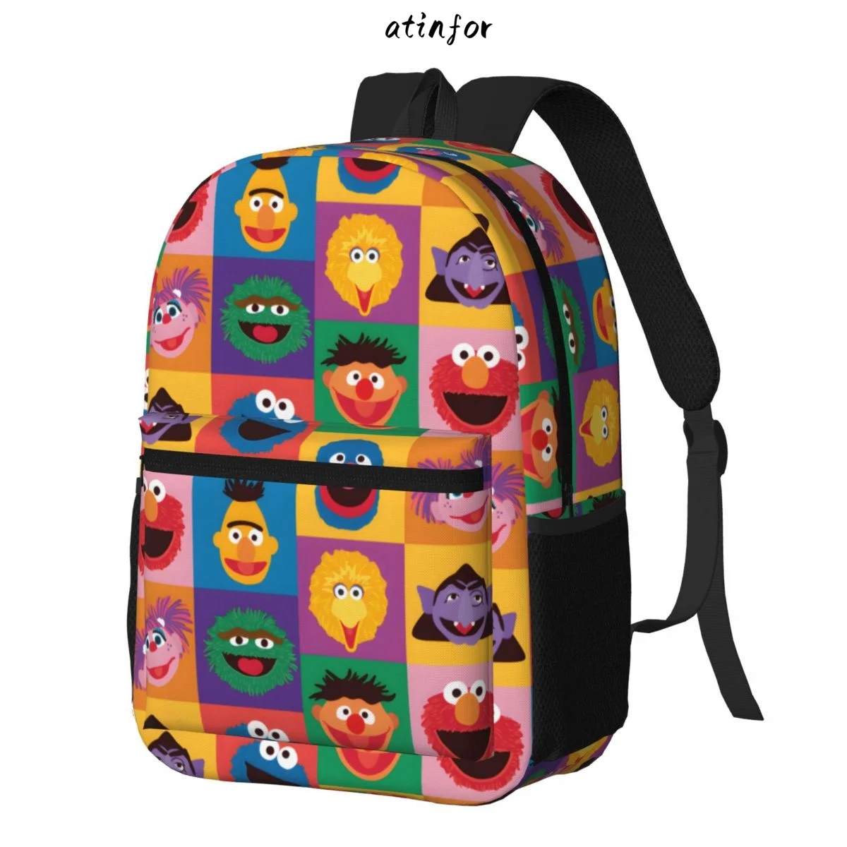 atinfor Elmo And Friends Printing Women Backpack Student Bookbag School Bag for Teenage Girl Lovely