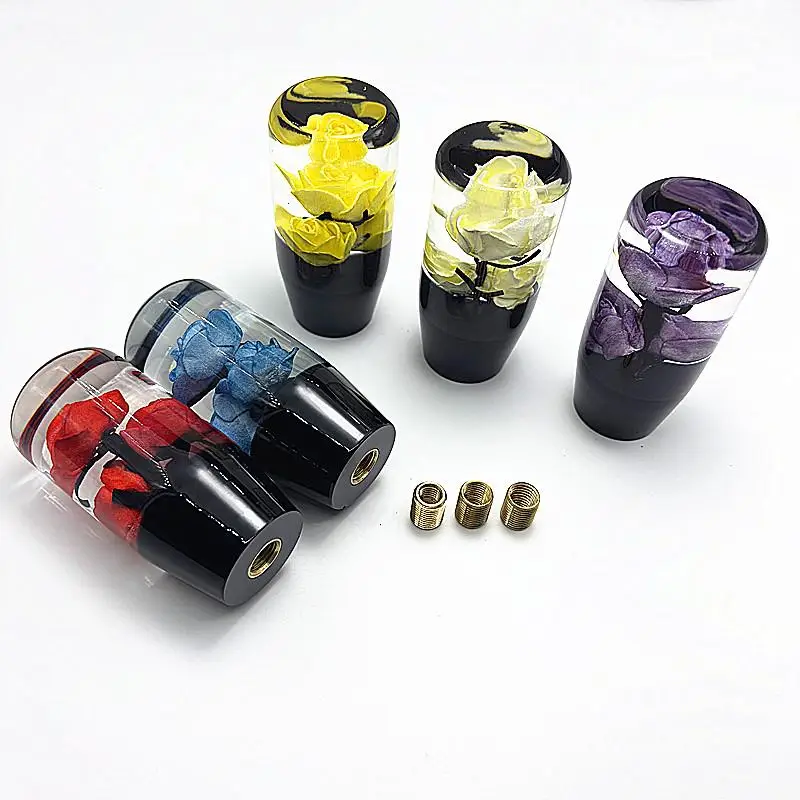 Universal Car Triangle Aluminum Manual Leather Shifter Red Stitch Gear Shift Knob Fit For Honda Toyota Nissan Mitsubishi Ford