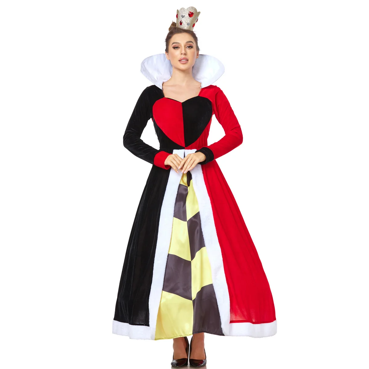 Хэллоуин-косплей-покер-королева-красное-сердце-Королева-взрослый-костюм