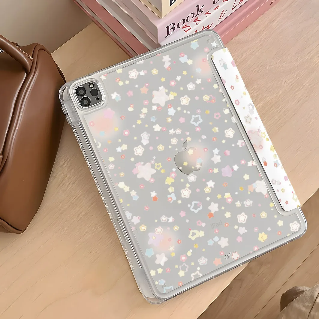Blurring Star Pen Slot Tablet Case For Mini7 6 iPad Pro2024 2022 2021 2020 2019 2018 2017 11 10 9 8 7 6 5 Air7 6 5 4 3 2 1 Cover