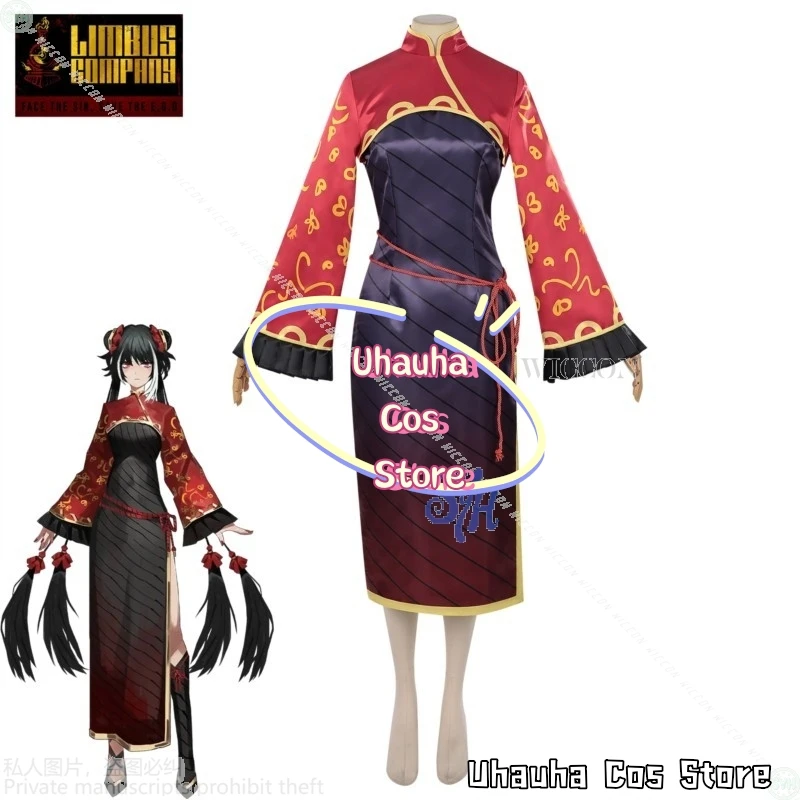 {Uhauha Cos}ชุดคอสเพลย์เจีย ซีชุน จากเกม Limbus Company อนิเมะสไตล์จีน ชุดกี่เพ้า ชุดจั๊มสูทน่ารัก สำหรับงานปาร์ตี้ฮาโลวีน