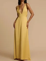 2025 Backless Loungewear Party Dress, Women Summer Sleeveless Solid Maxi Dress, Sexy Skew Collar Elegant Ladies Dress Streetwear