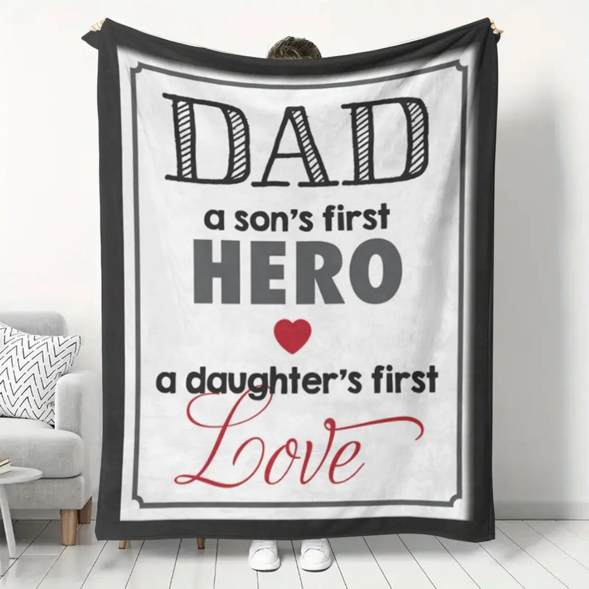 Personalized Dad Son Daughter Gift Throw Blanket Wall Decor Family Love Tapestry Nursery Keepsake Art Gift for Baby Boy Girl Mom