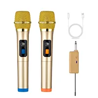 With Rechargeable Receiver for karaoke Singing Dj Microphone Wireless Microphone UHF Dual Cordless Dynamic Mic System