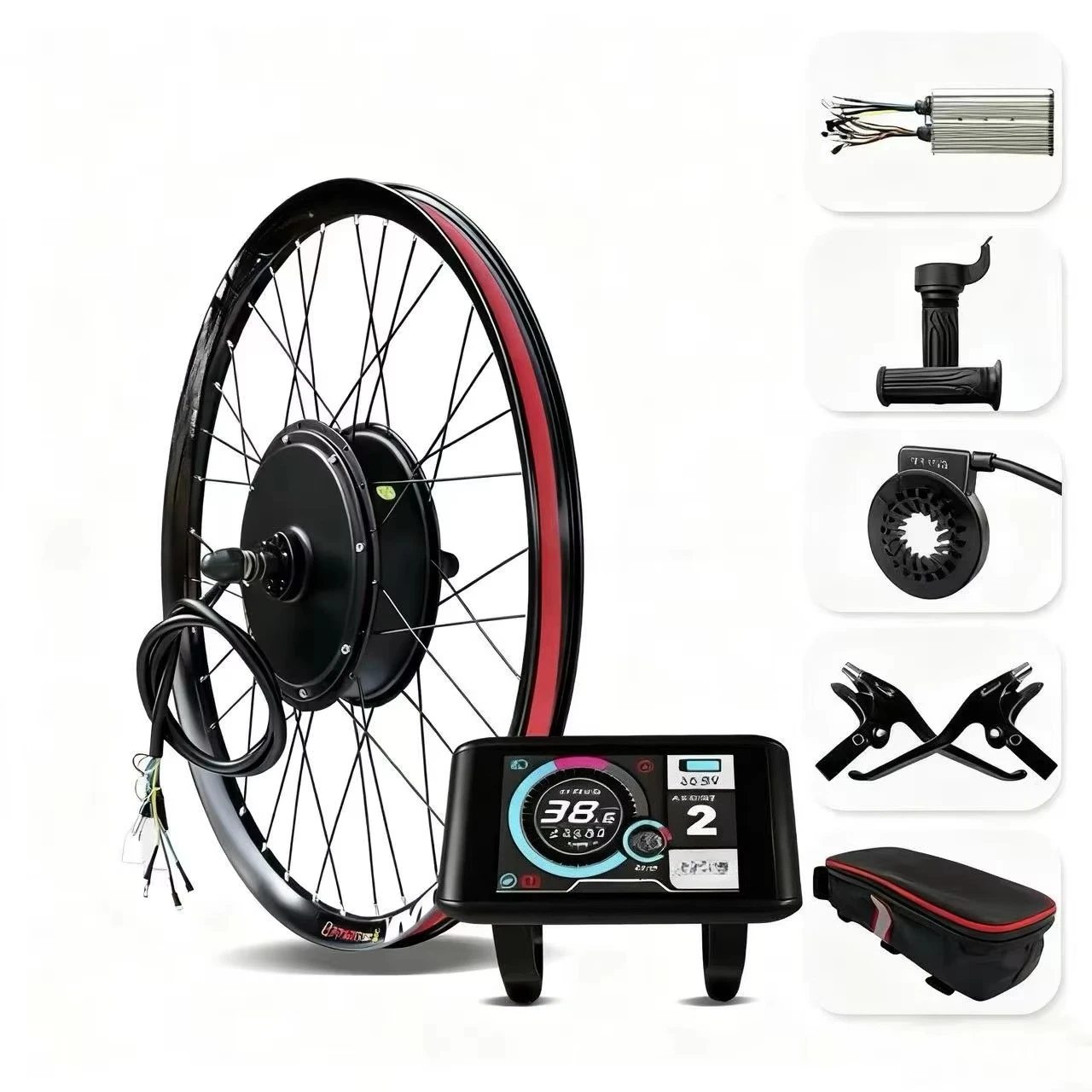 

48V 52V 60V 72V 1000W-5000W Brushless Hub Motor Lithium Battery Electric Bike Conversion Kit (Optional) 26/27.5//29/700C Inch