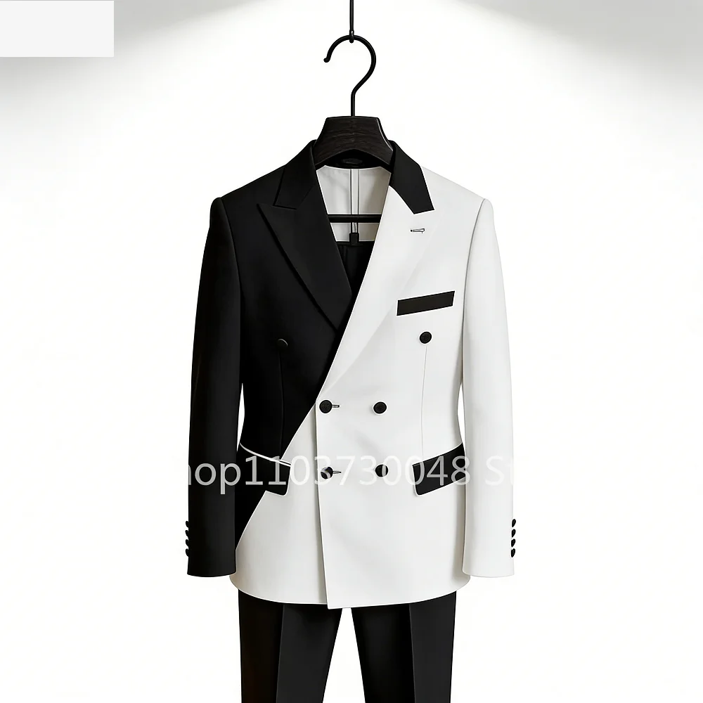 

Мужской костюм для свадьбы, приталенный, с отложным воротником, двубортный пиджак, деловой смокинг для жениха, формальный костюм