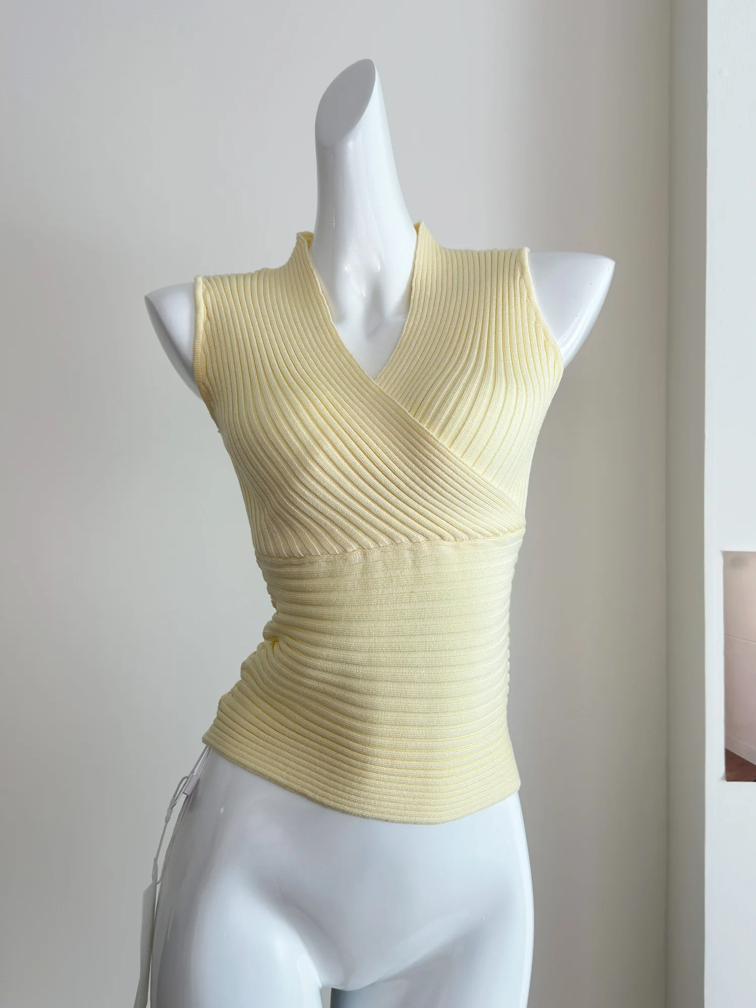 

Sexy Cross V-Ne Svel Slim Fit Top Women Summer Pure Desire Spicy Versatile Knitted irt ort Regular Poly...