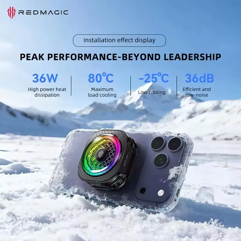 Nubia RedMagic Cooler 8 Pro New Magnetic Phone Cooler Fast Cooling Low Noise Gaming Phone Cooler for iPhone Android Smartphones