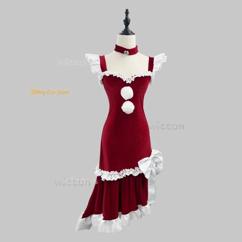 

COSda@Christmas Adult Sexy Lingerie Dress Sweet Girl Costume Fishtail Asymmetrical Tiered Women Cosplay Role Play Uniform Stage