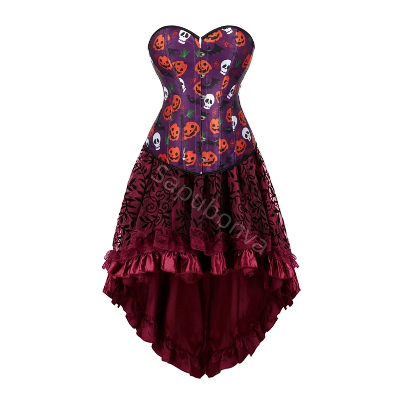 corset-straps-for-women-dress-tutu-skrits-set-with-lace-costume-party-sexy-burlesque-basques-outfit-plus-size-gothic-black-green