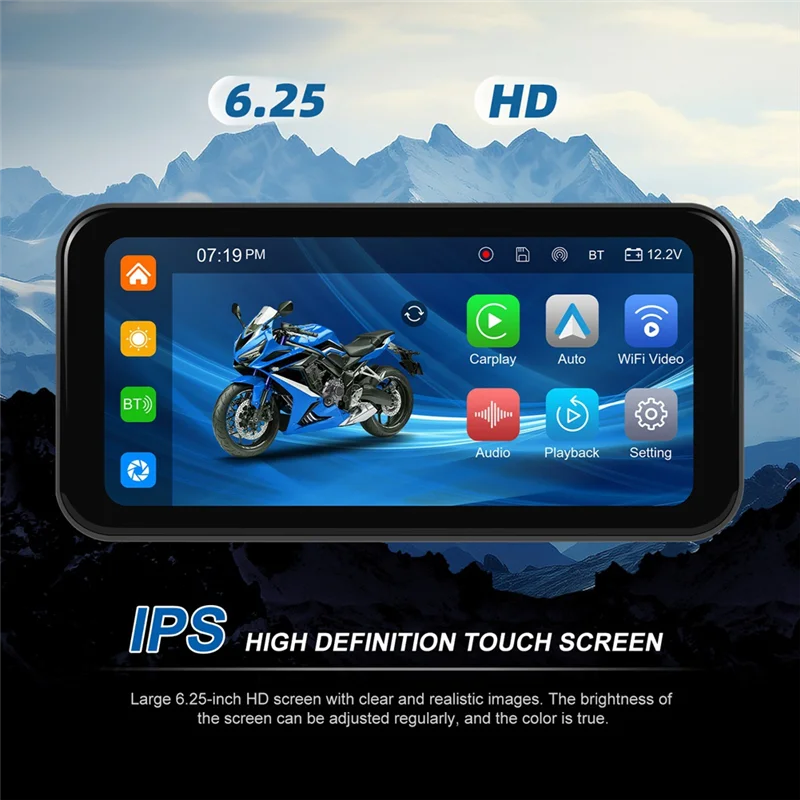 

A20K-6.25 Inch Portable Motorcycle IP67 Waterproof Wireless For Carplay Android Auto Mote Smart Display Navigation