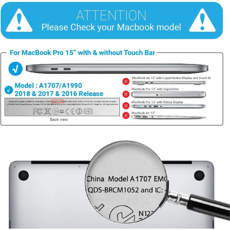 Compatível com 2019-2016 MacBook Pro15 (A1990, A1707) capas rígidas com capa de teclado para 15 (touch bar), cristal transparente
