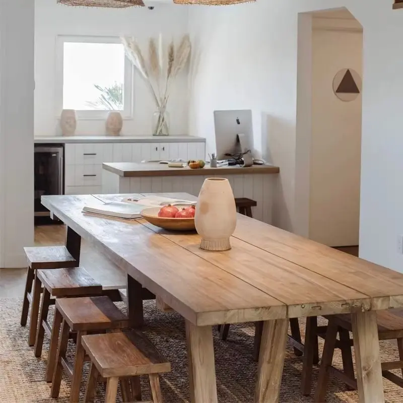 Solid wood bed and breakfast dining table living room simple rectangular table wabi wind table and chairs