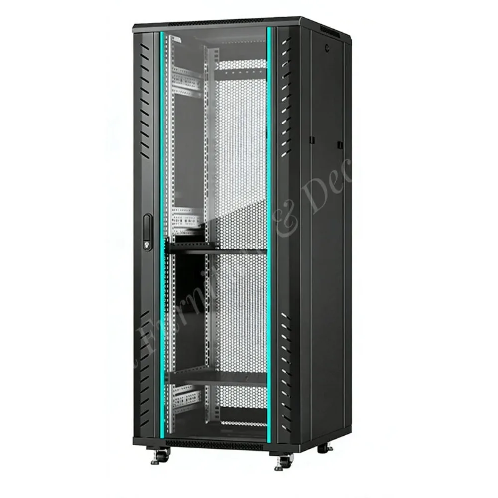Premium Custom 32U 19 Inch Data Center Cabinet Cold Rolled Steel High Load Capacity Black for FinTech Equipment