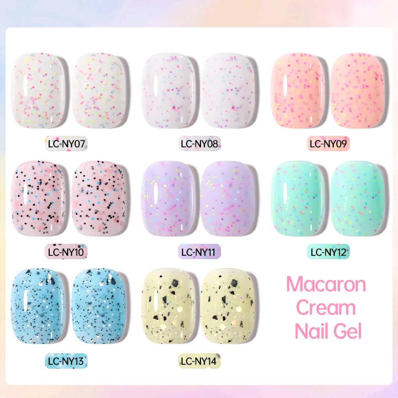 LILYCUTE 7ml Macaron Cream Nail Gel Polish Spring Summer Shining Sequins Nail Art Varnish UV LED Soak off Supplies Manicure