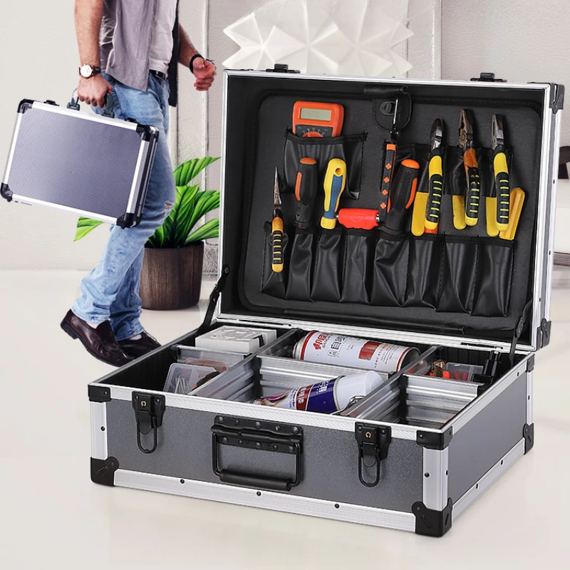 Aluminum Large Hard Case Multifunctional Tool Box Waterproof Partition Board Storage System Professional Garage Accessories