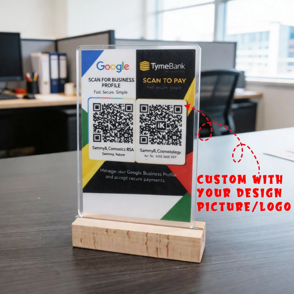 15*10mm Custom Programmable QR Code Google Review Card Arcylic Standee Personalized Company Logo NFC Station Desktop Ornament