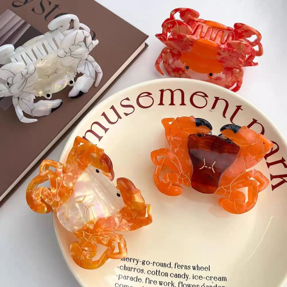 

Sweet Crab Acetate Hair Clip Lovely Ponytail Clip Ocean Animal Shark Clip Novetly Geometry Creative Hair Claw Female