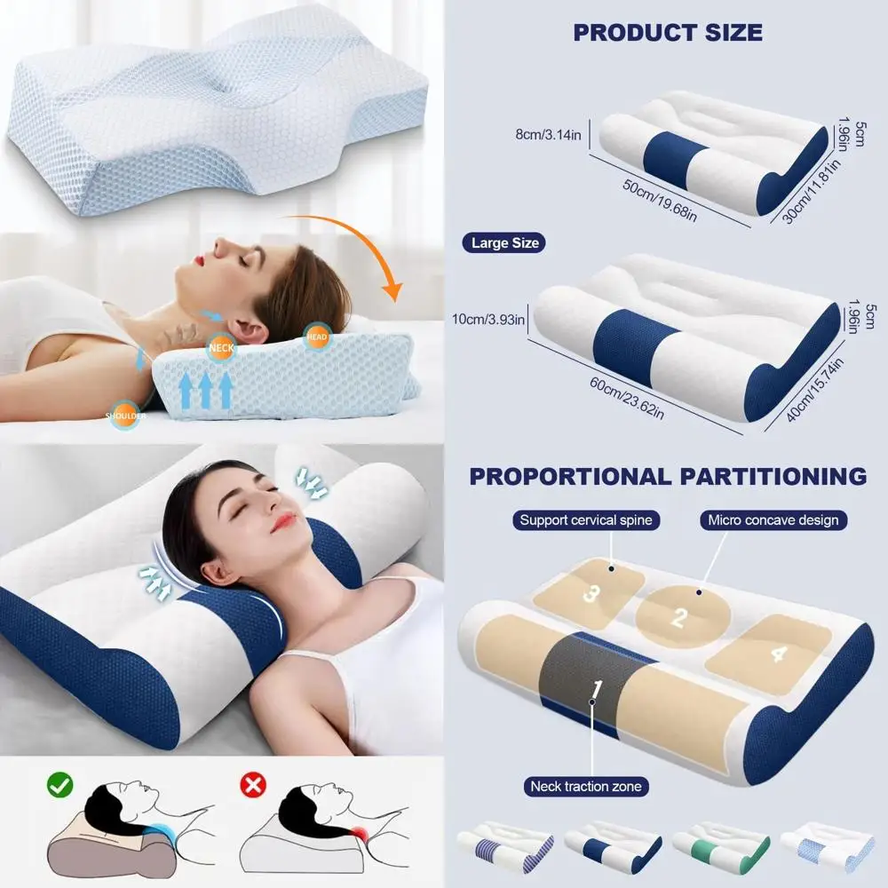 

memory foam pillow for side sleepers: ergonomic neck support with washable hypoallergenic cover