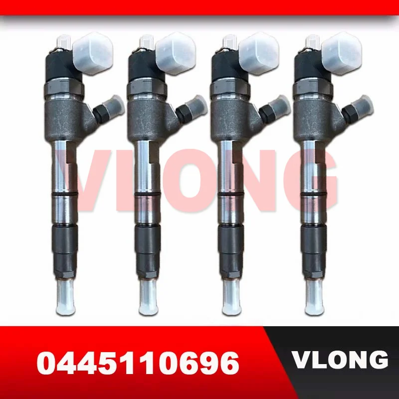 4PCS Hign Quality Genuine New Excavator Common Rail Nozzle Auto Fuel Injector For FAW ISUZU Engine 0 445 110 696 0445110696