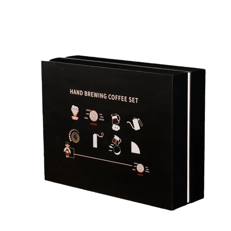 Coffee gift box set, household drip coffee hand brewing pot gift box, hand cranked bean grinder machine set