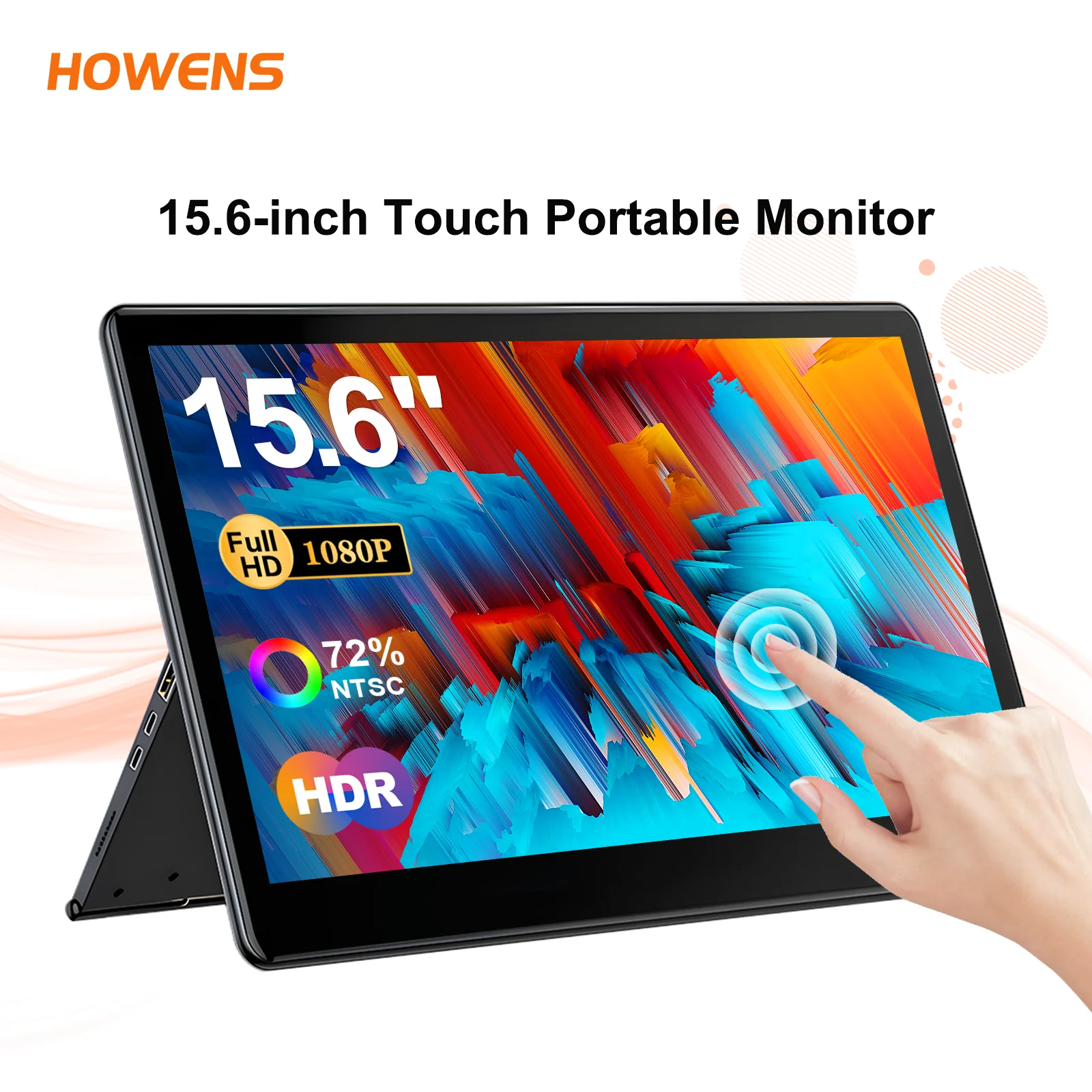15.6 inch Portable Touch Monitor FHD 1920*1080 IPS Display with Stand HDMI 2 Type-C USB for PS4 5 Phone Gaming PC Laptop Working