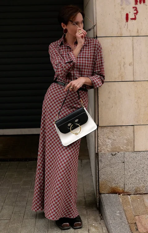 Falda larga de cola de pez a cuadros Retro para mujer, faldas largas elegantes de cintura alta, ajustadas y versátiles, ropa para ir al trabajo diario para primavera y otoño 2026