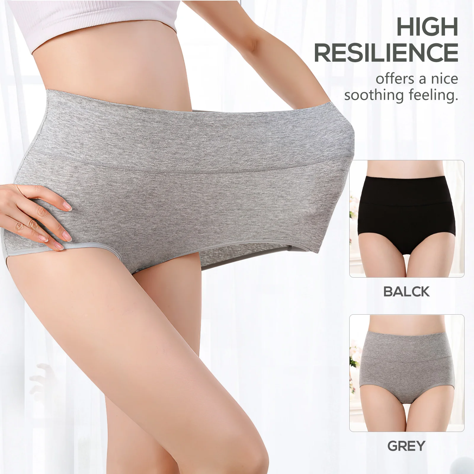 

4 pcs Women Underwear Black Blue Beige Pink 3XL Elastic Waist Comfortable Material Ladies Panties