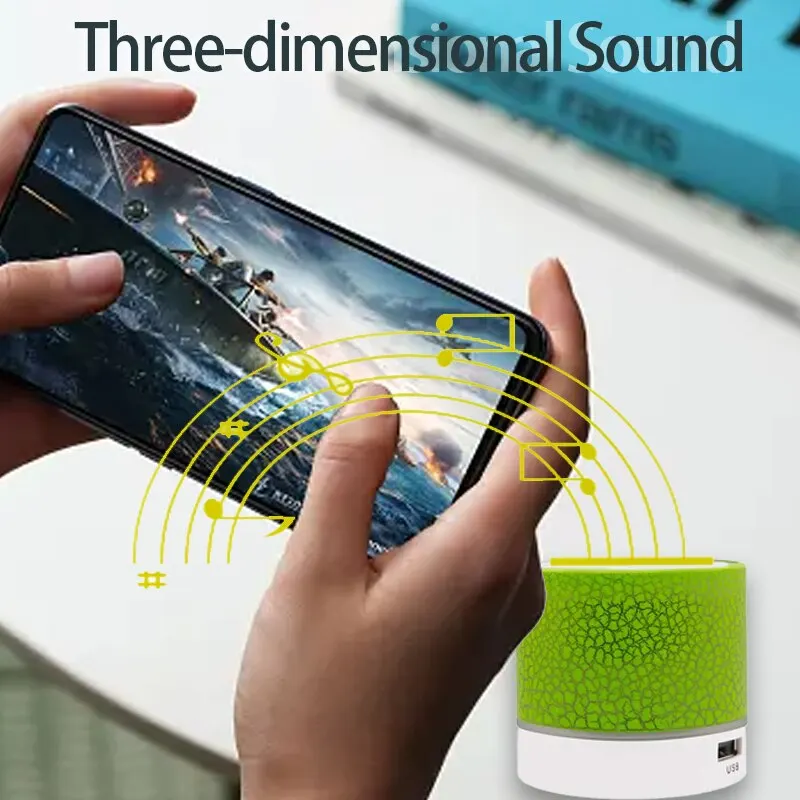 New Mini Portable Car Audio A9 Dazzling Crack LED Wireless Bluetooth 5.1 Subwoofer Speaker TF Card for Mobile Phone Loudspeaker