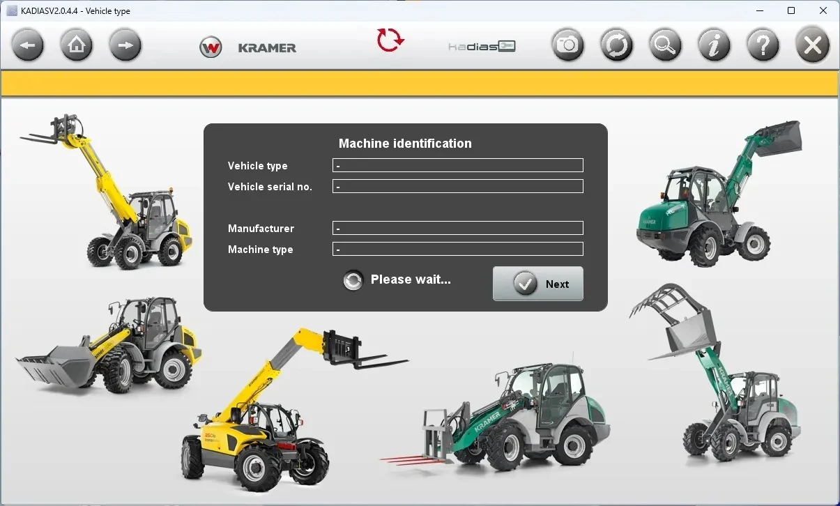 KADIAS v.2.0.4.4 UNLIMITED for Kramer Wacker Neuson Weidemann Supports CANFox EC2112 IFM USB/CAN-RS232 for Wheelloader Excavator