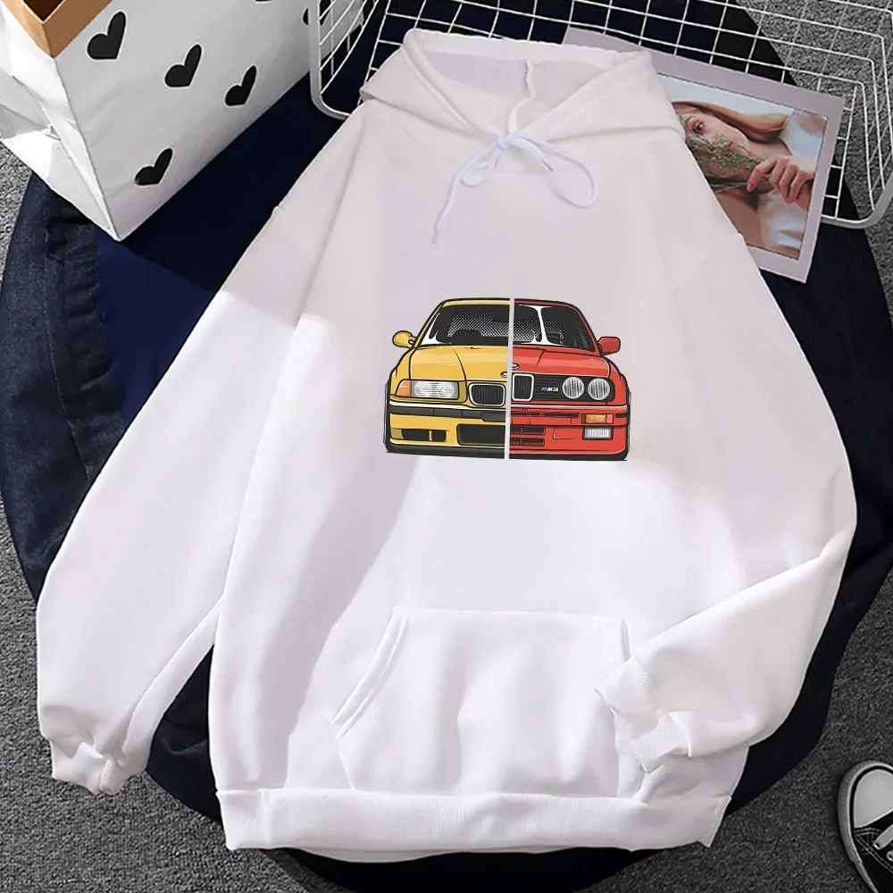 Sudadera con capucha con gráfico de coche para hombre y mujer, jerséis informales de lana con estampado, sudadera de manga larga, ropa holgada y cómoda, otoño e invierno