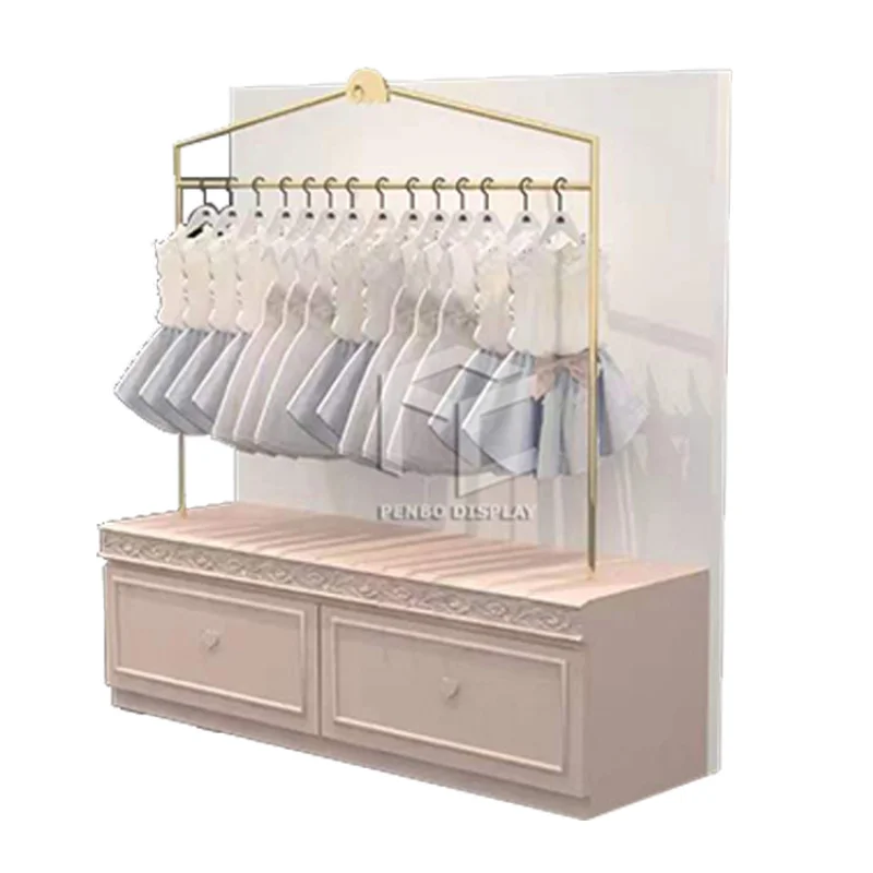 

2025customized.Modern Glod Women's clothing store display rack Shop